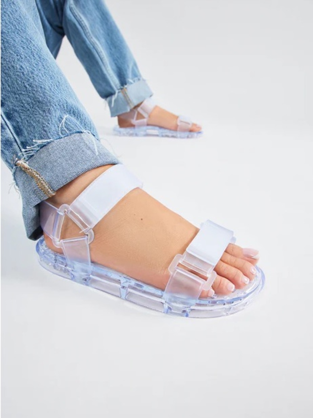Fashion Nova Clear Jelly Strap Sandals